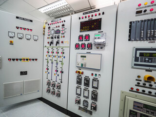 Electrical switchgear, Industrial electrical switch panel at substation in industrial zone at power...