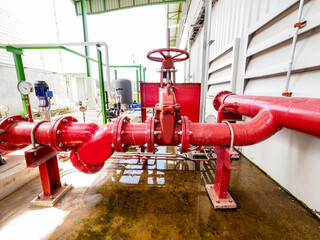 Manual valve at firefighting systems in power plant.