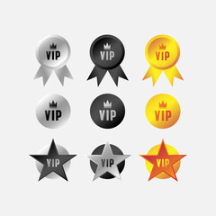 VIP label and tag black golden silver design badge for element design