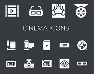 Modern Simple Set of cinema Vector filled Icons