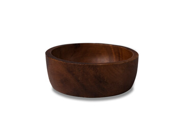 Empty wooden bowl isolated on white background,  with clipping path.
