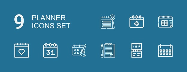 Editable 9 planner icons for web and mobile