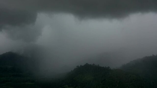 Monsoon storm and rain timelapse or hyperlapse aerial video 