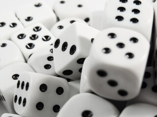 close up of dice on a white background