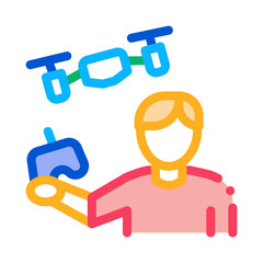 drone man with remote control icon vector. drone man with remote control sign. color symbol illustration