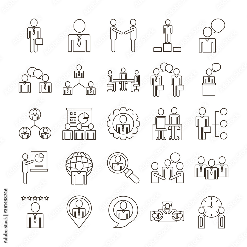 Sticker bundle of business people avatars set icons