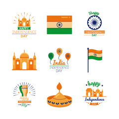 bundle of india independence day celebration icons