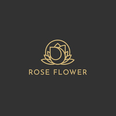 Rose Flower Luxury logo design template