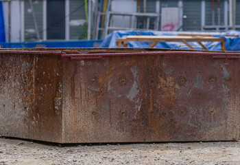  Large rusty metal container