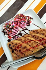 waffle and sweet ice cream
