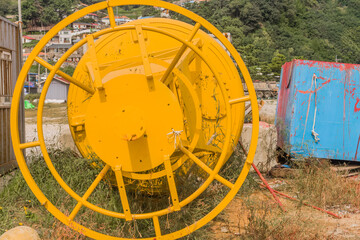 Bottom of yellow ocean buoy