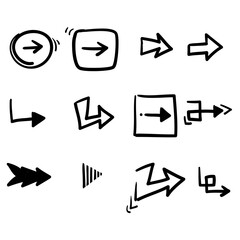 hand drawn doodle arrow collection icon vector