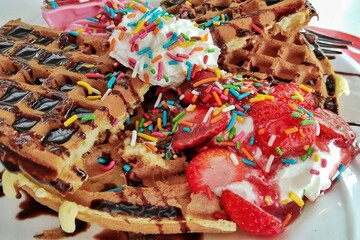 waffle and sweet ice cream
