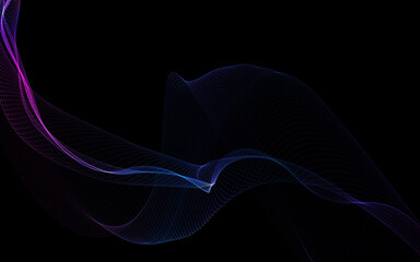 Dark abstract background with a glowing abstract waves