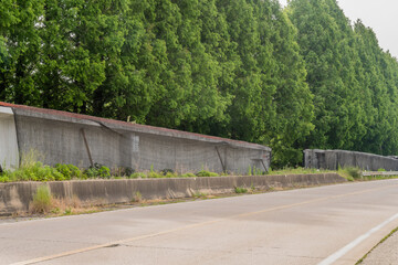 Fototapeta na wymiar Sections of concrete median