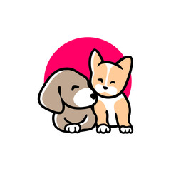 illustration of cute Dog and Cat in cartoon character,
Pet Shop Vector Logo Template. Unique cartoon design for blog, 
hotel, pet shop, veterinary clinic, etc