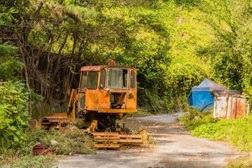 Old rusted broken down bulldozer