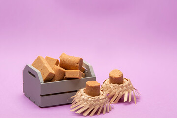 Girl for June festival with sweet in the hand. peanut candy.