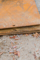 Stack of rusted iron sheets