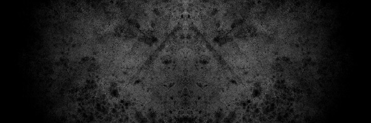 Old wall texture cement dark black gray panorama background abstract grey color design are light with white gradient background.