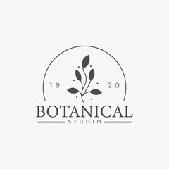 Design logo symbol icon sign. Illustration vector of an organic leaf. Graphic plant element logo. Botanical nature flower logo. minimalist organic concept beautiful logo minimalist Free Vector.