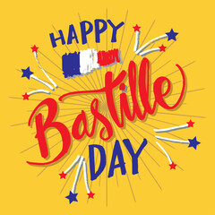 Happy Bastille Day, 14th of July. Greeting card.