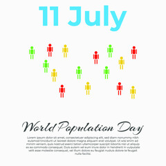 Illustration, Poster Or banner Of World Population day. July 11 - world population day. Vector illustration of a Text Space Background for World Population Day.