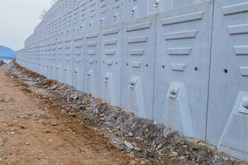 Concrete wall on hillside