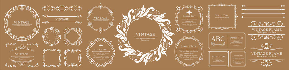 ハロウィンのフレーム素材、10月、アンティークな装飾、ビンテージな模様、植物のツタ