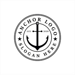 nautical anchor design logo template simple
