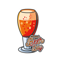 International beer day with glass detailed style icon vector design