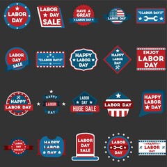 Collection of labor day labels