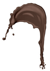 Splash of melted chocolate on white background