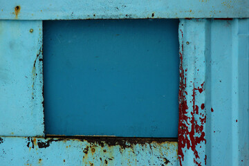 Color square manhole cover for coal silo as a Suprematist composition.
