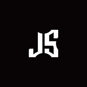JS Logo monogram with pieces cut elements design template