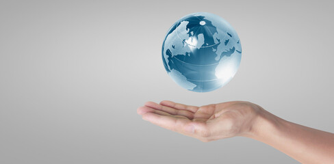 Globe, earth in human hand. Earth image provided by Nasa