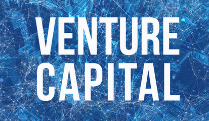 Venture Capital theme with abstract network patterns and skyscrapers