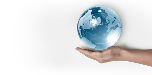 Globe, earth in human hand. Earth image provided by Nasa