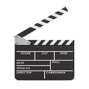 open clapper on white background. Isolated 3D illustration