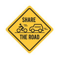 Obraz premium Share the road with bicycle and car road sign
