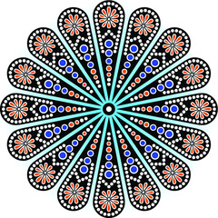 colorful vector seamless Mandala Ethnic dot painting round design