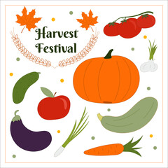 Vector set of vegetables for the harvest festival