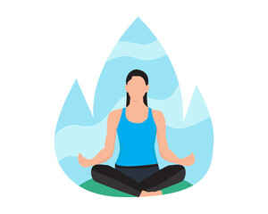 Flat vector design illustration of yoga meditation