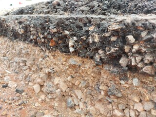 Asphalt road surface in construction area