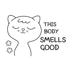 Cute little cat hand drawn for t shirt