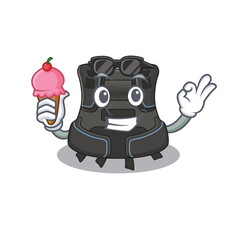 A Caricature design concept of scuba buoyancy compensator with cone ice cream