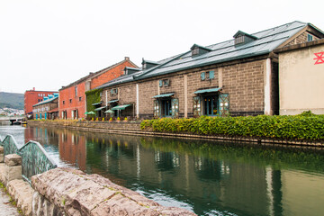 Hokkaido,Japan-October 2018: The famous destination for tourist, peacul Otaru canal in Sapporo,Japan
