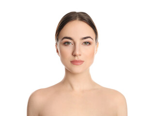 Portrait of young woman with beautiful face on white background © New Africa