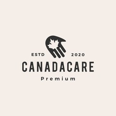 hand canada care hipster vintage logo vector icon illustration