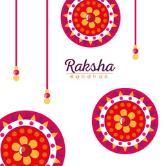 Raksha bandhan red mandala flowers wristbands vector design